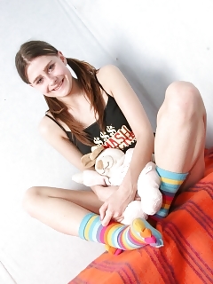 Shy Looking Girl Taking Off Her Undies