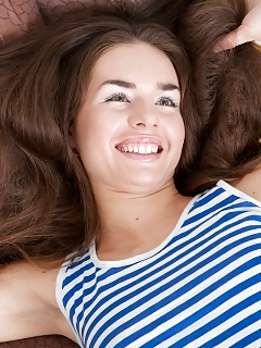 Marcy Just Cant Wait No Longer To Get Out Of Her Sticky Clothes. As Soon As Her Head Lifts Off The Pillow, Her Hairy Cunt And Sexy Figure Is Out For T