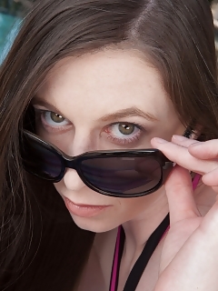 Taliah Mac Is An Incredible Brunette Queen Who Is Relaxing Outside By The Pool As She Smoothly Strips Out Of Her Bathing Outfit To Demonstrate Her Hai