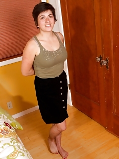 Hirsute Beauty Louise Strips Down To Her Bare Beautiful Body And Exposes Her Creamy Thighs On The Bed, Spreading Her Tight Pink Beaver.