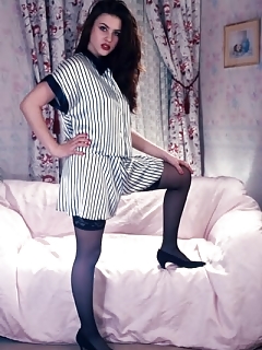 Pornstar Brunette Girl Poses In Holdups And Boots