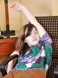 See Nicole's Wet Pink Body And Tight Black Bush Through Her Likeable Lace Undie. She Is Ready To Get Messy Even In Her Home Office.