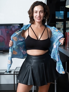 Gadget Is Stripping In Her Blue Flower Top And Black Miniskirt