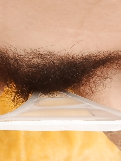 Furry Babe Velvet Pulls Her White Undies Up Into Her Wet Pink Hairy Snatch Before Stretching Her Cheeks With Her Hands And Exhibiting Off Her Beaver.